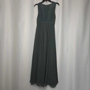 Jenny Yoo women size 4 Charcoal Gray Vivienne Pleated Chiffon Gown forma…